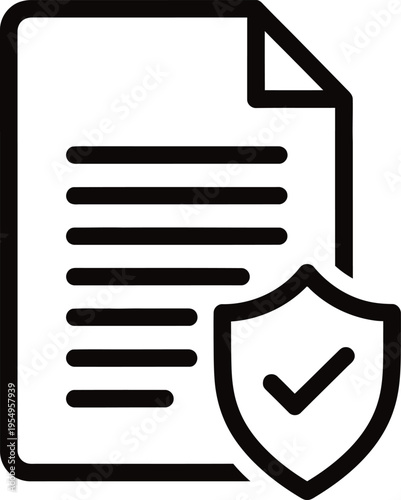 Secure document icon with shield and checkmark