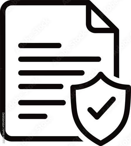 Secure document icon with shield and checkmark