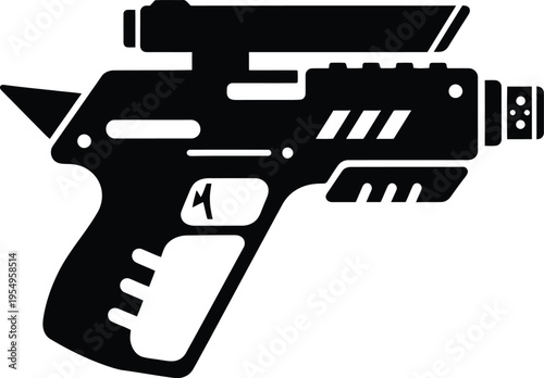 Black Silhouette Of A Futuristic Blaster Gun