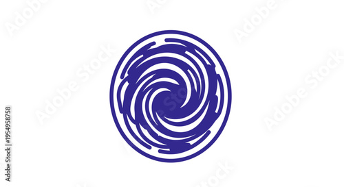 A blue swirl design on a white background with a minimalist aesthetic and calming mood