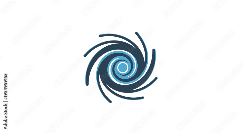 Fototapeta premium A stylized blue swirl logo on a white background with a modern design aesthetic and calming mood