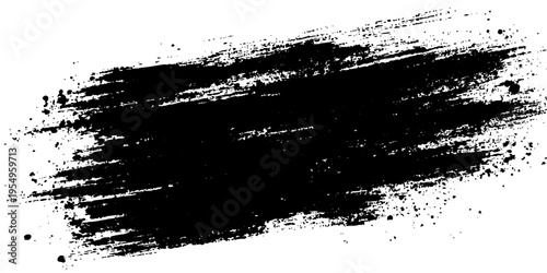 A striking abstract black ink brush stroke, rendered on a stark canvas. This artful element showcases texture and bold simplicity, offering a versatile visual for design concepts.