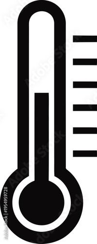 A simple black and white thermometer icon graphic