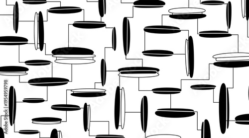 Vertical oval shapes connected by lines on white background, no seamless