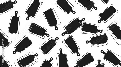 Cutting board silhouettes scattered across white background pattern, no seamless