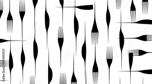 Forks aligned vertically in repeating black and white pattern, no seamless