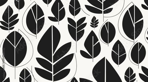 Leaf silhouettes layered across white botanical pattern background, no seamless
