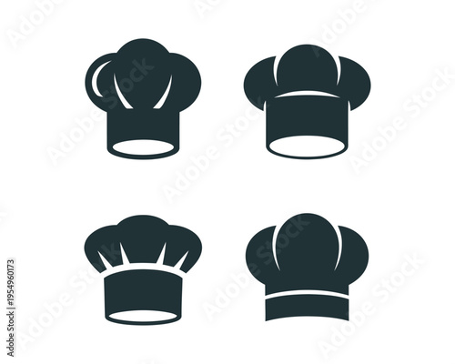 Chef hat icons, culinary school event logo, cooking class promotion, restaurant branding emblem, kitchen vector symbols for menu, bakery