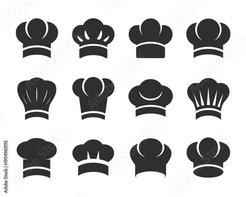 Chef hat collection, gourmet week branding, restaurant opening artwork, pastry school badge elements, cooking caps vector set for logo, print