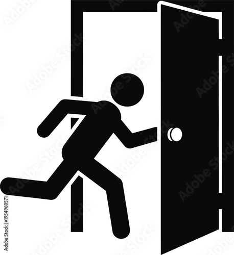 Person running through an open doorway silhouette