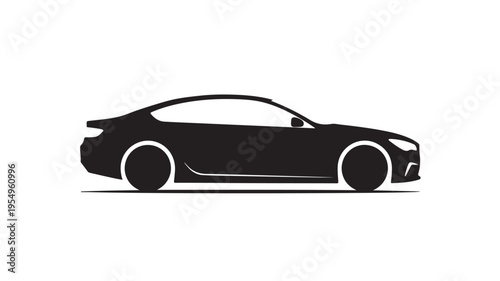 Black silhouette of a two-door sports car with a sleek design