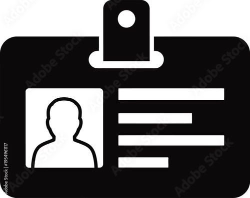 Digital illustration of a black and white id badge