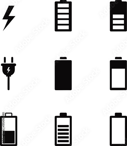 Battery charge level indicators with power symbols