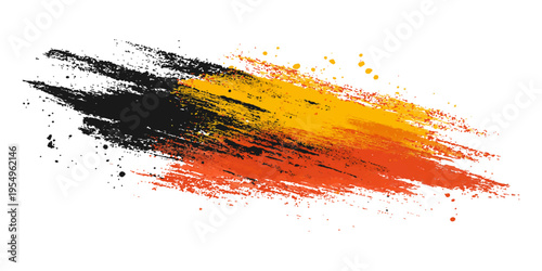 Vibrant Brushstroke with black, yellow, and red creating a dynamic visual that expresses creativity and energy.