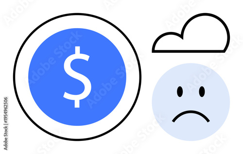 Financial loss concept. Depicts feelings of financial trouble, uncertainty, and clouded decision-making. Financial loss impact in uncertain economic times. Ideal for economics, finance, risk
