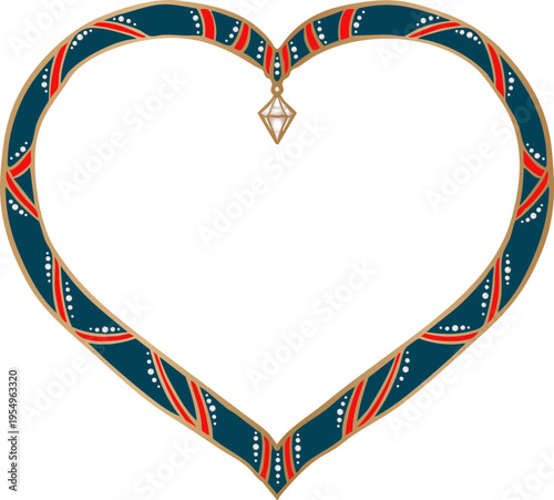 heart shape frame with ribbon