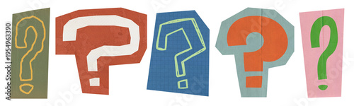 Cuadro en lienzo Colorful Scrapbook Question Mark Set, retro Cutout Paper symbol collection