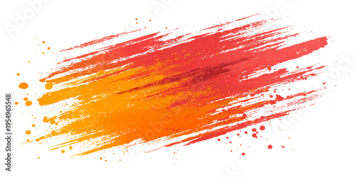 A dynamic, vibrant, and abstract brushstroke of fiery red and orange hues on a clean background. 