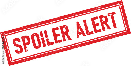 Distressed Rectangular Rubber Stamp with Spoiler Alert Text Isolated on White