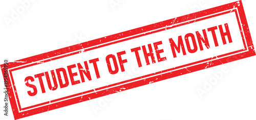 Distressed Red Student of the Month Text Rubber Stamp Effect on White