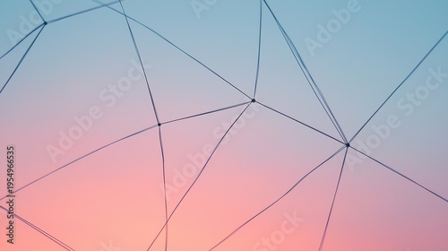 A network of thin, black lines against a gradient sky.