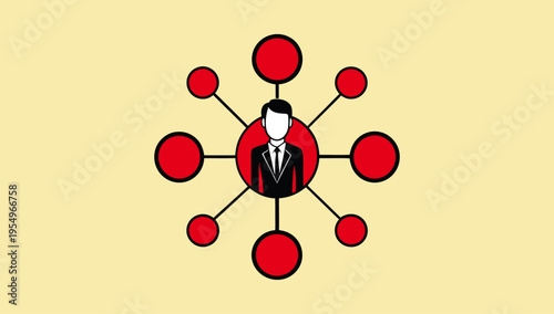 Network connection nodes communication concept vector illustration design element for social network data sharing technology and digital interaction visual use
