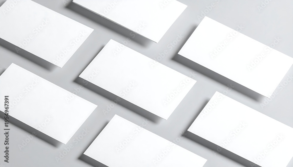 Fototapeta premium A calm minimalist composition of angled white rectangles on a light gray surface captured from a straight overhead viewpoint