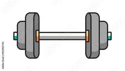 Gray dumbbell with orange accents on a white background for fitness and exercise routines