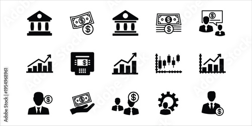 Collection of 20 black silhouette images of people in various poses