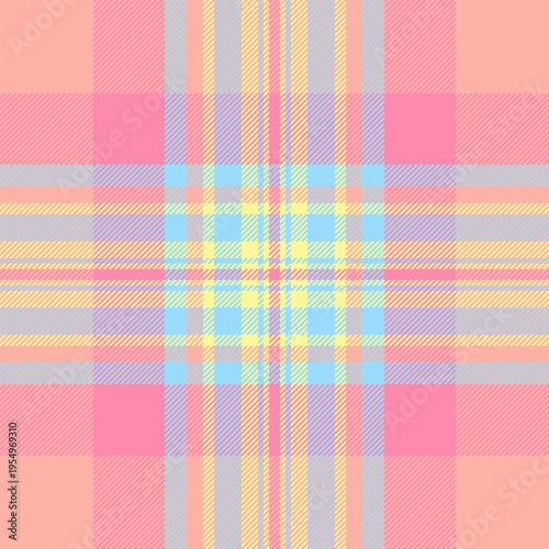 Yard fabric textile plaid, pyjamas seamless texture pattern. Drawing check vector background tartan in red and cyan colors.