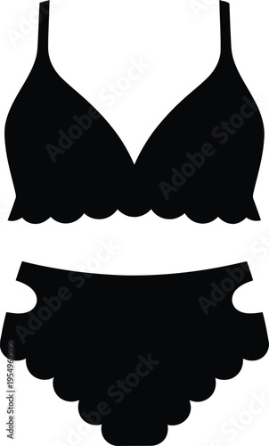 Black Silhouette of Womens Bikini Swimsuit