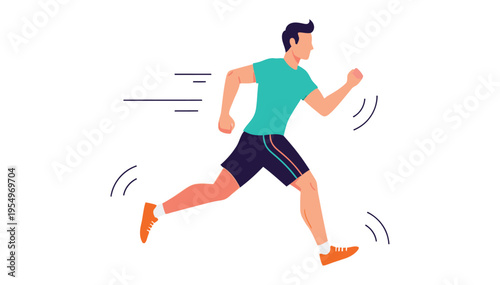 Man running quickly in a dynamic motion with speed lines
