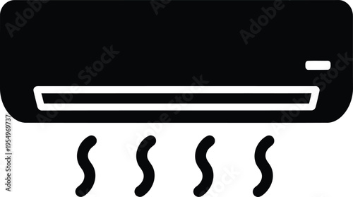 Black silhouette of an air conditioner unit appliance cooling