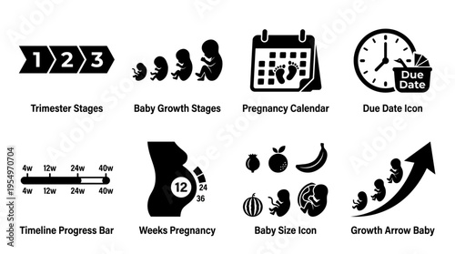 Pregnancy Prenatal Care Vector Icons Collection
