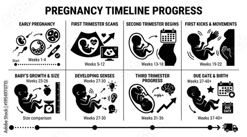 Pregnancy Prenatal Care Vector Icons Collection