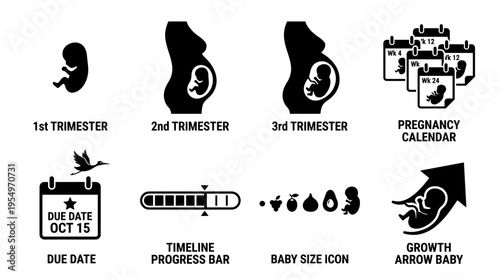 Pregnancy Prenatal Care Vector Icons Collection