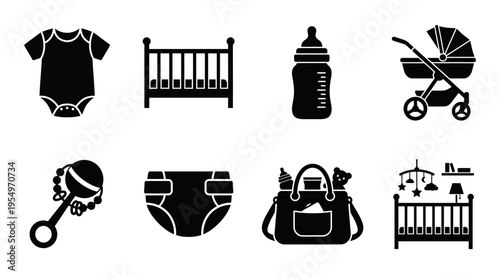 Baby Care Essentials Vector Icons Collection