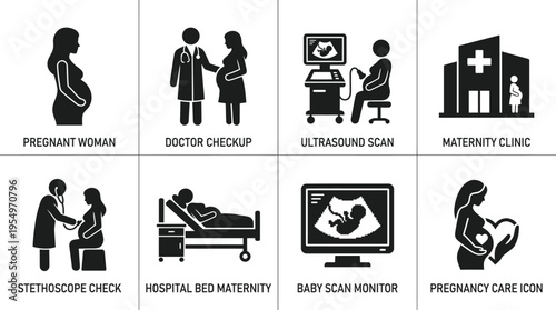 Maternity Prenatal Care Vector Icons Collection