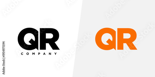 Letter Q and R, QR logo design template. Minimal monogram initial based logotype.