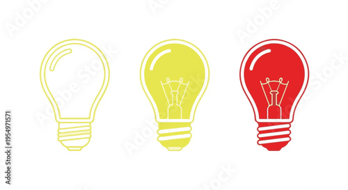 Three colorful light bulb icons in a row