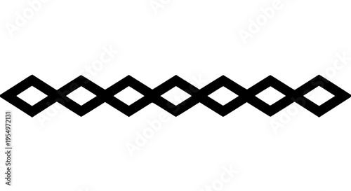 Black interlocking diamond chain border ornament divider graphic on transparent background
