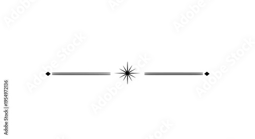 Decorative horizontal line divider with starburst and diamond accents on transparent background