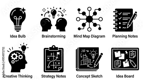 Creative Planning Process Vector Icons Collection
