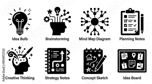 Creative Planning Process Vector Icons Collection
