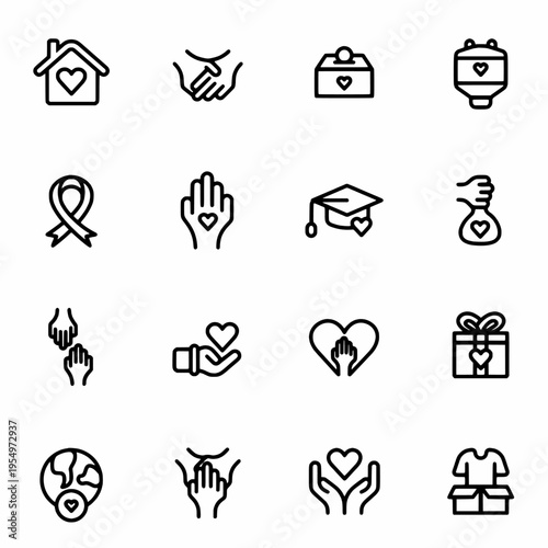Charity icons set