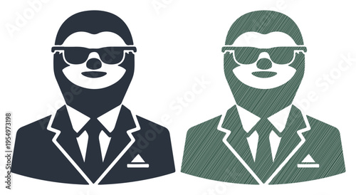 Businessman Icon with Beard, Sunglasses, and Suit and Modern Vector Illustration Isolated