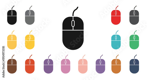 A vibrant collection of computer mice in various colors, showcasing different designs and styles for diverse user preferences.