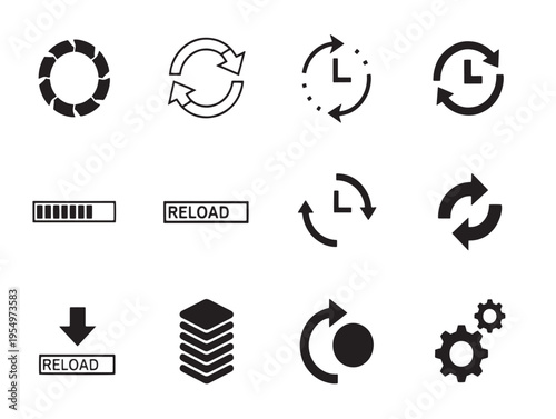 A set of icons representing various loading and refresh symbols