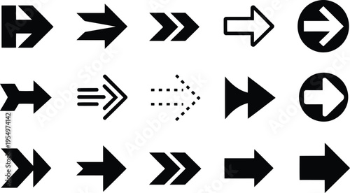 Multiple black arrow shapes providing clear visual indicators for advancing or selecting content