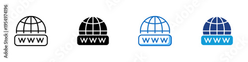Web Globe Multiple Style Icon Design Vector - Globe with www text representing internet access, global connectivity, and online browsing